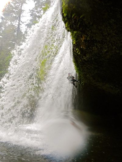 view from behind the waterfall